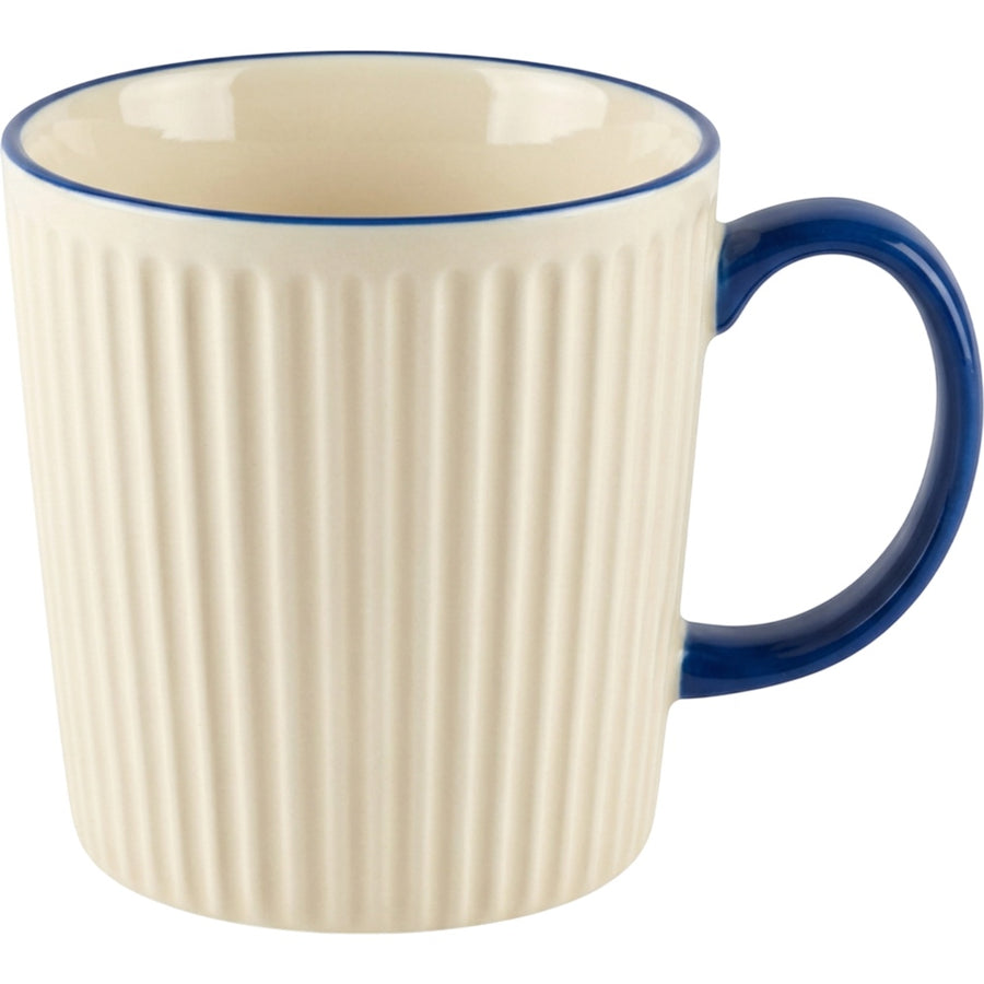 Covae Ribbed Porcelain Mug 420 ml Ivory and Cobalt
