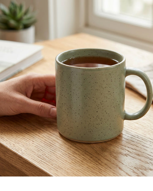 Covae Speckled Stoneware Mug 350 ml Sage - Lifestyle view