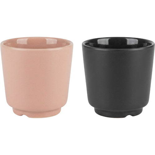 Covae Stackable Ceramic Cups Set of 2 300 ml Blush and Charcoal - Product view