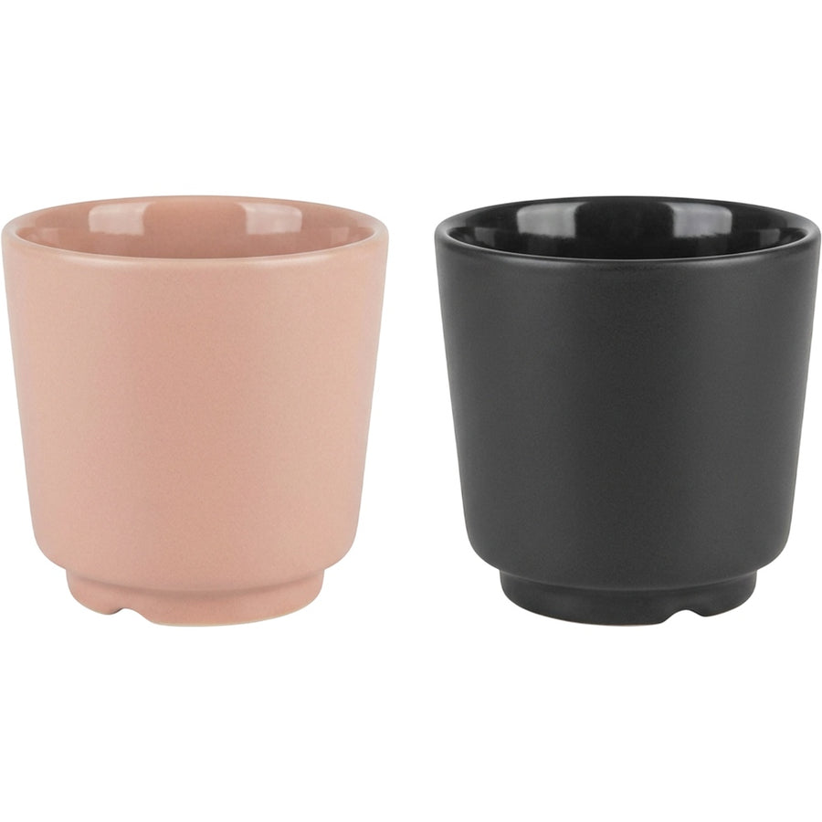 Covae Stackable Ceramic Cups Set of 2 300 ml Blush and Charcoal